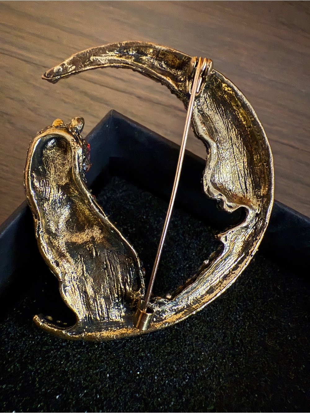Crystal Moon Cat Brooch - Multicolor and Silver Sparkle - Picture 3 of 3